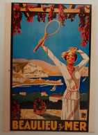 TENNIS - BEAULIEU SUR MER - Femme Avec Raquette De Tennis - CP Moderne Reproduisant Affiche Illustrateur Viano - Tennis