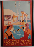 NATATION - Piscine Nageur / LA CIOTAT PLAGE - Train PLM - Carte Moderne Reproduisant Affiche Illustrateur Dabo - Natación