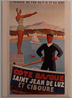 NATATION / Plongeon - COTE BASQUE - Train Chemin Fer PO Midi - Carte Moderne Reproduisant Affiche Ancienne - Nuoto