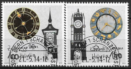 2014 Schweiz   Mi. 2354-5 FD-used   200 Jahre Diplomatische Beziehungen Mit Russland: Turmuhren - Used Stamps