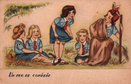 Scoutisme - Jeunes Filles Scoutes (ou Eclaireuses) Un Peu De Comédie 1947 - Illustration J. Idrac - Scoutisme