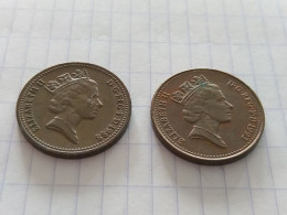 2 Pièces De One Penny U.K. 1988 - 1998 - 1 Penny & 1 New Penny
