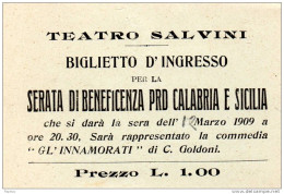 1909 BIGLIETTO D'INGRESSO TEATRO SALVINI - Tickets D'entrée