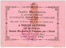 1895  BIGLIETTO D'INGRESSO  TEATRO MECCANICO - Tickets D'entrée