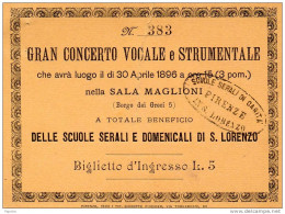1896  BIGLIETTO D'INGRESSO GRAN CONCERTO - Tickets D'entrée