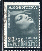 ARGENTINA 1956 POLIOMYELITIS VICTIM FUND LUCHA CONTRA LA POLIOMIELITIS CORREGGIO'S ANTIOPE LOUVRE 20c + 30c USED USADO - Usados