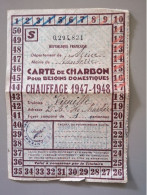 Carte De Charbon Pour Besoins Domestiques  Chauffage 1947-1948 Mairie De Nanterre - Non Classés