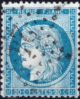 FRANCE - 1870 Yv.37 20c Bleu Type Siège Oblitéré étoile 24 De PARIS (Rue De Cléry) - TB - 1870 Siège De Paris