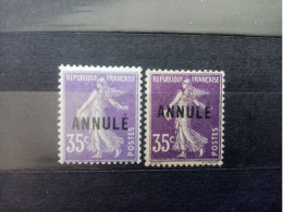 FRANCE.1911-23.  " SEMEUSE Fond Plein ". N° 142a-CI1 Violet Et 142-CI1violet Foncé.NEUFS++/+.Côte YT 2023 : 99,00 € - Cours D'Instruction