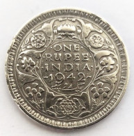 Inde Britannique - 1 Roupie Georges V Bombay 1942. Argent - Colonias