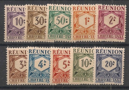 REUNION - 1947 - Taxe TT N°YT. 26 à 35 - Série Complète - Neuf Luxe ** / MNH - Strafport