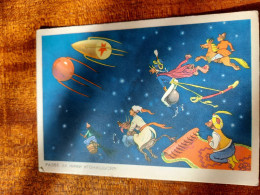 USSR  -painter Semenov - SPACE PROJECT - Space Ship   - ROCKET -   Sputnik - 1959 Humour - Espacio