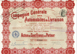 Compagnie Générale Des AUTOMOBILES De LIVRAISON (1914) - Automobilismo