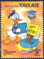 870 Togo Disney Donald Chipmunk Birthday Anniversaire MNH ** Neuf SC (TGO-10a) - Togo (1960-...)