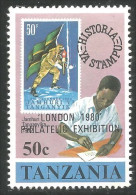 866 Tanzania Postal Worker Espace Space Moon Lune Drapeau Flag MNH ** Neuf SC (TZN-159) - Tansania (1964-...)