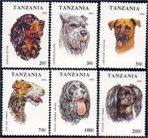 866 Tanzania Chiens Dogs Mint Setter Golden Boxer Terrier MNH ** Neuf SC (TZN-13a) - Tanzania (1964-...)