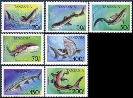 866 Tanzania Requins Squales Poissons Fish Fishes Fische Sharks MNH ** Neuf SC (TZN-12a) - Tanzania (1964-...)