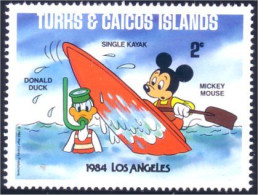 886 Turks Caicos Disney Los Angeles Mickey Kayak Donald Diving Plongee Diver Plongeon MNH ** Neuf SC (TUK-77b) - Disney