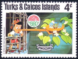 886 Turks Caicos Disney Pinocchio Noel Christmas Bird Oiseau Jiminy Cricket MNH ** Neuf SC (TUK-65a) - Turks And Caicos