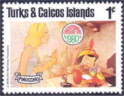886 Turks Caicos Pinocchio Noel Christmas Blue Fairy Jiminy Cricket MNH ** Neuf SC (TUK-62b) - Disney