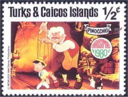 886 Turks Caicos Disney Pinocchio Noel Christmas Geppetto Cat Chat Katz Figaro MNH ** Neuf SC (TUK-61a) - Turks & Caicos (I. Turques Et Caïques)