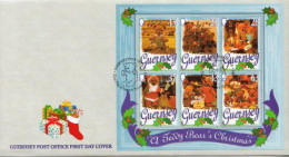 Guernsey Minisheet On FDC - Natale