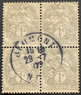 YT 107 D Bloc De 4 Papier GC Jeumont Nord 1900-24 1c Type Blanc (IB) 29.07.1907 France – Aff - 1900-29 Blanc