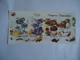 ROMANIA USED SHEET MUSHROOMS WITH POSTMARK  1994 - Mushrooms