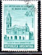 ARGENTINA 1957 150th ANNIVERSARY OF THE DEFENSE BUENOS AIRES CHURCH OF SANTO DOMINGO 40c USED USADO OBLITERE' - Usati