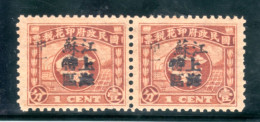 China "Map And Flag", Pair MNH Revenue Stamp 1 Cent R1245, 1928 Over Printed Stamps II - 1912-1949 Republic