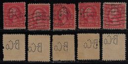 USA United States 1923/1934 5 Stamp With Perfin B.Co By Frank S. Betz Company From Hammond Lochung Perfore - Perfin