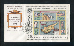 "ZYPERN" 1974, Block * "Landkarten" FDC (A200) - Briefe U. Dokumente