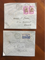 COTES DES SOMALIS - 2 Lettres De 1941 - YT147 Et YT131x2 - Première Liaison Djibouti Marseille - Lettres & Documents