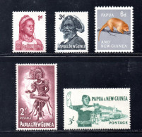 Papua New Guinea, 1961, MNH, Michel 29, 30, 32, 35, 37, Lot - Papua-Neuguinea