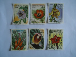 LAOS  6 USED STAMPS FLOWERS ORCHIDS  1984 - Orchids