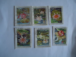 LAOS  6 USED STAMPS FLOWERS  1982 - Other & Unclassified