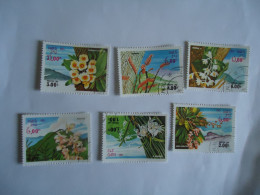 LAOS  6 USED STAMPS FLOWERS  1983 - Orchids