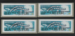 4 ATMs, MUSEE DE LA POSTE , NABANCO, VERTE DD1.16, RECOMMANDE AA R3 0.15, INTERNATIONALE IP1.80€, DD 1.66€ VALEUR SUIVIE - 2010-... Viñetas De Franqueo Illustradas