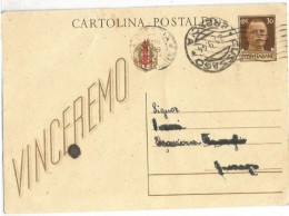 RSI Fascetti CP #104 C.30 Soprastampato In Rosso Da Brescia 20set1944 Per Gussago (BS) 25set44 - Interi Postali