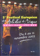 Programme 5ème Festival Européen Des Artiste Du Cirque De Saint Paul Les Dax 2003 - Collections