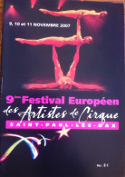 Programme 9ème Festival Européen Des Artiste Du Cirque De Saint Paul Les Dax 2007 - Collections