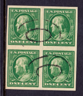 USA - Scott #383 - Block Of 4 - Used - VF, Pencil On Reverse - SCV $11 - Usados