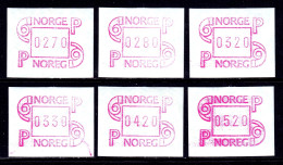 Norway - 1986-92 Frama Labels - 6 Values - MNH - Automatenmarken [ATM]