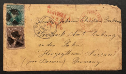 Cover New York - Herzogenthum Nassau (Germany) - 5c +10c Washington - Via VERVIERS-KOLN (RRR) - Storia Postale