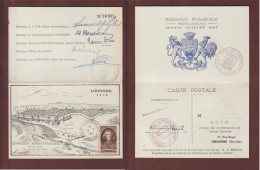 785 De 1947 - Double Carte Nté 82 . Dédicacé 1er Jour Du 12-07-1947 à LIBOURNE - Expo. Anglo. Française - 6 Scannes - 1940-1949