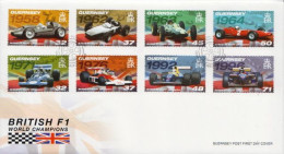 Guernsey Set On FDC - Automobilismo