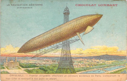 La Navigation Aérienne Par Le Chocolat Lombart Un Dirigeable Contournant La Tour Eiffel Belle Illustration Couleur - Zeppeline