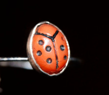 Charmante Bague Argent 800 Poinçonné 17mm "Coccinelle" Ladybug Ring - Ringe