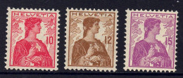 Suisse // 1909 // Buste Helvetia Neuf ** MNH No. 120 à 122 - Nuovi