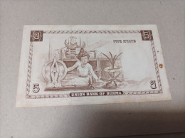 Billete Burma, 5 Kyats, Año 1953, AUNC - Myanmar